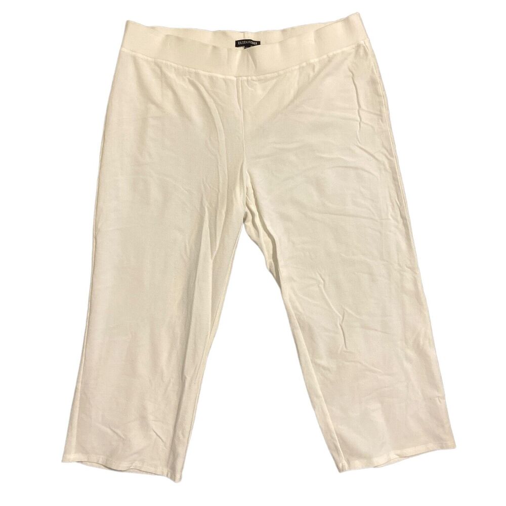 Eileen Fisher Washable‎ Stretch-Crepe Cropped Pants Size Large White